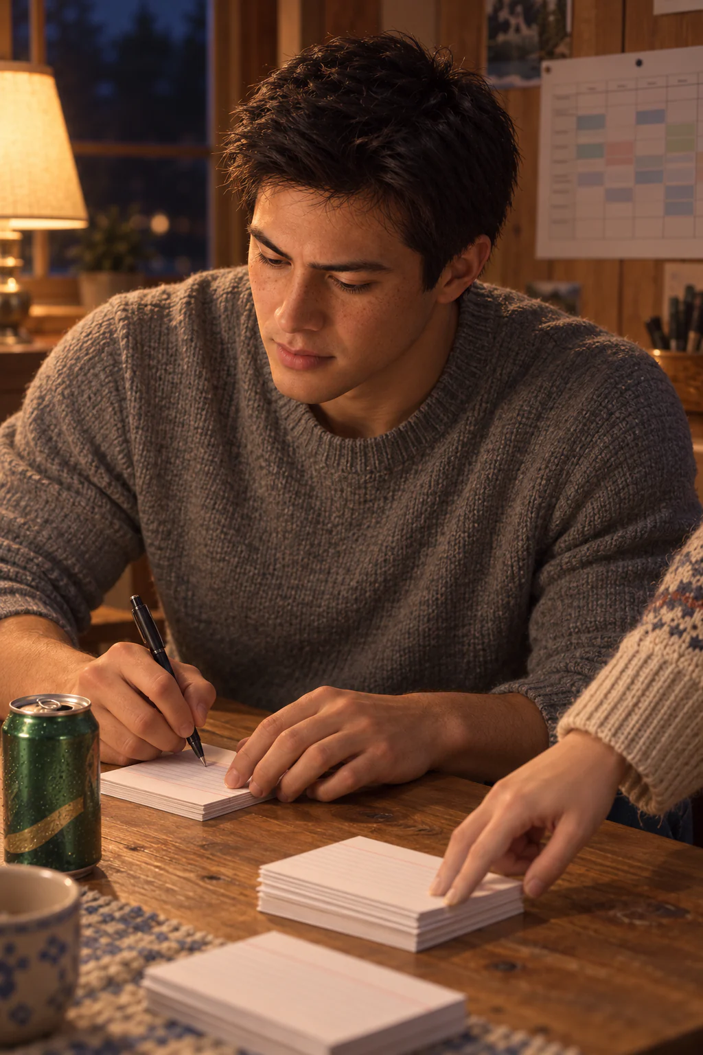 Mom caught me writing my answers on cards. Don't read the cards.