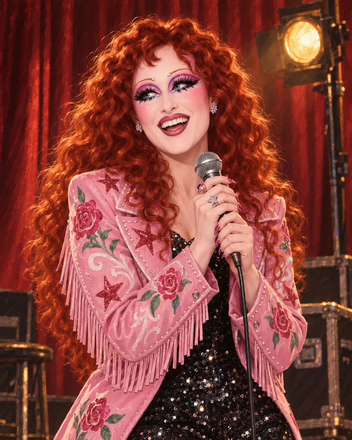 pink fringe, one mic, a room that sang back.