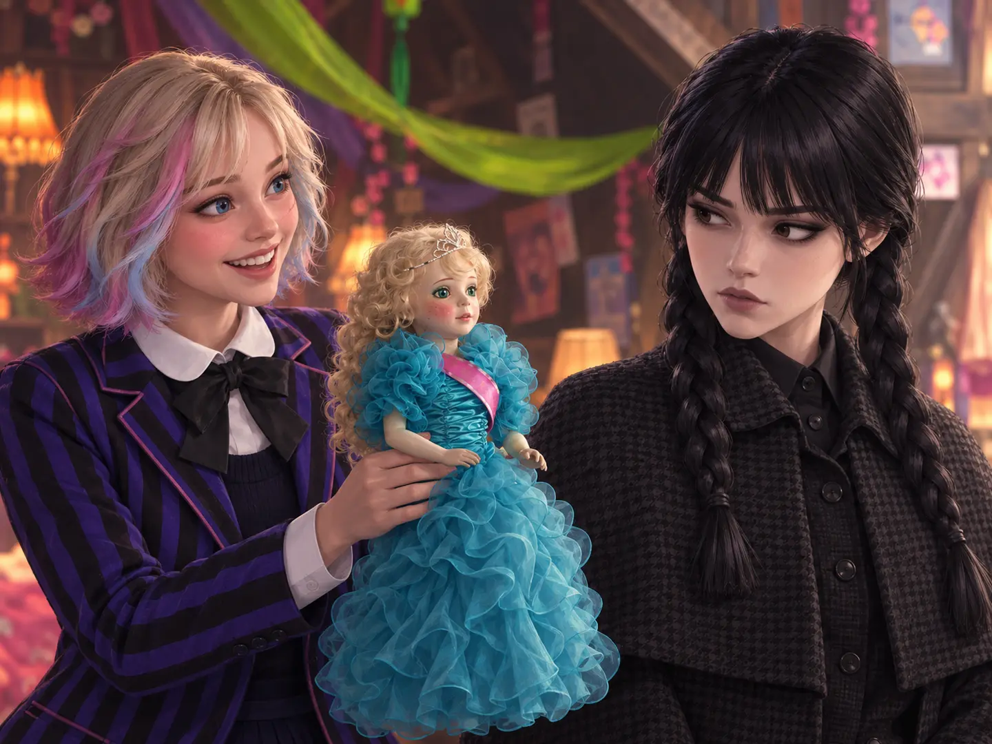 Enid bought a doll. It watches me. I am watching back.